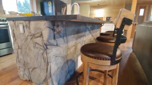 Concrete stone kitchen island